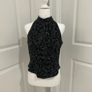PAPELL BOUTIQUE EVENING BEADED TOP - BLACK - PETITE MEDIUM